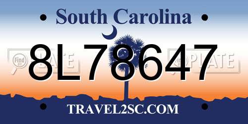 8L78647 South Carolina License Plate