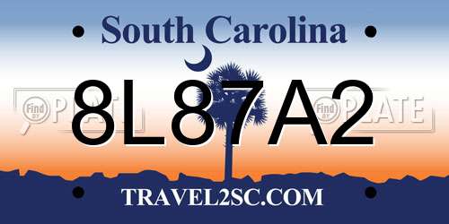 8L87A2 South Carolina License Plate