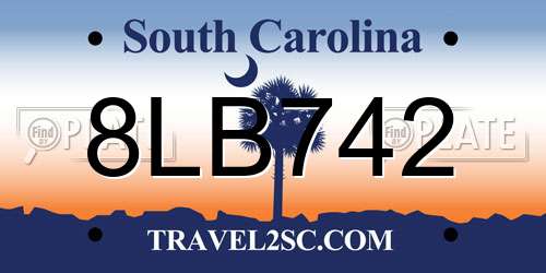 8LB742 South Carolina License Plate
