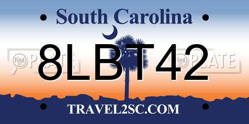 8LBT42 South Carolina License Plate
