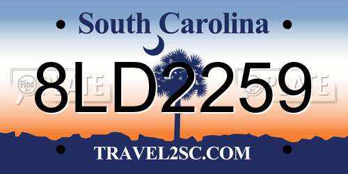 8LD2259 South Carolina License Plate
