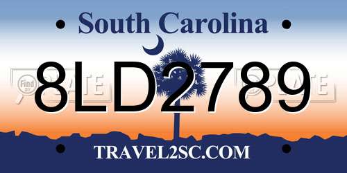8LD2789 South Carolina License Plate