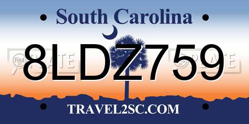 8LDZ759 South Carolina License Plate