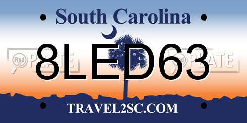 8LED63 South Carolina License Plate