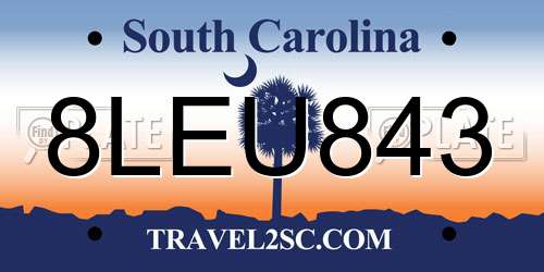 8LEU843 South Carolina License Plate