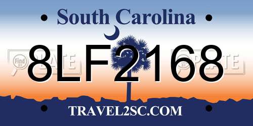 8LF2168 South Carolina License Plate