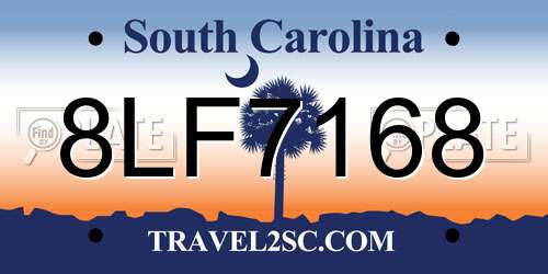 8LF7168 South Carolina License Plate