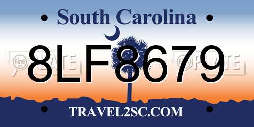 8LF8679 South Carolina License Plate