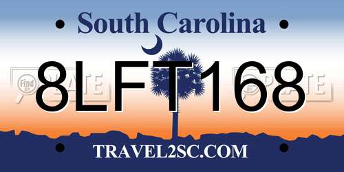 8LFT168 South Carolina License Plate