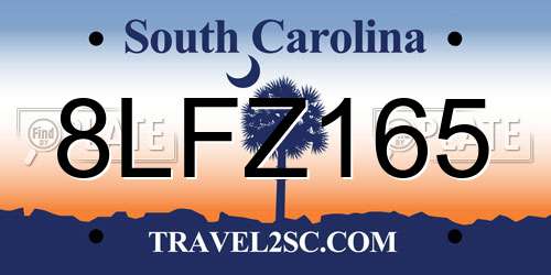 8LFZ165 South Carolina License Plate