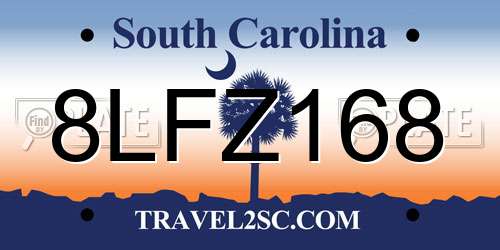 8LFZ168 South Carolina License Plate