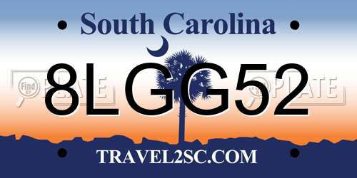 8LGG52 South Carolina License Plate