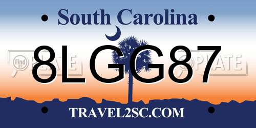 8LGG87 South Carolina License Plate