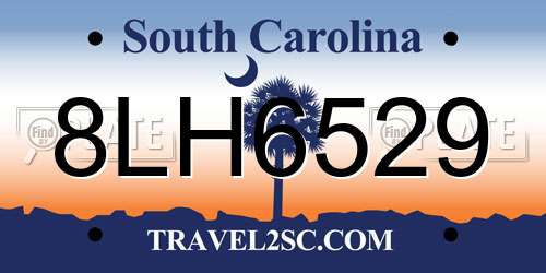 8LH6529 South Carolina License Plate