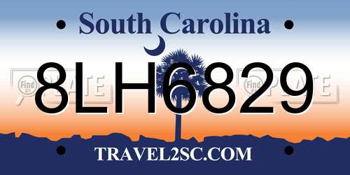 8LH6829 South Carolina License Plate