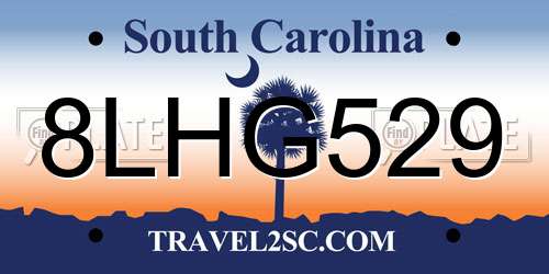 8LHG529 South Carolina License Plate