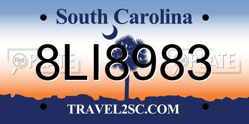 8LI8983 South Carolina License Plate