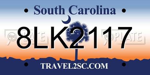 8LK2117 South Carolina License Plate