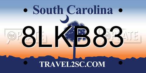 8LKB83 South Carolina License Plate