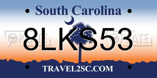 8LKS53 South Carolina License Plate