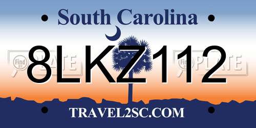 8LKZ112 South Carolina License Plate