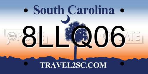 8LLQ06 South Carolina License Plate
