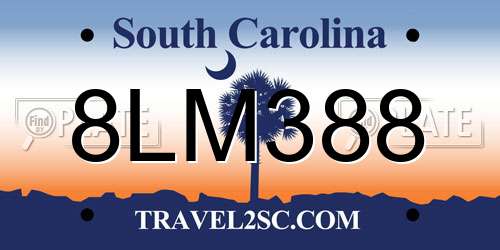 8LM388 South Carolina License Plate