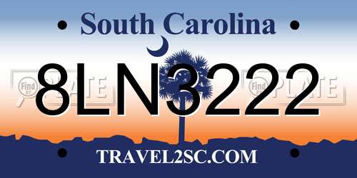 8LN3222 South Carolina License Plate