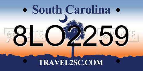 8LO2259 South Carolina License Plate