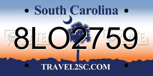 8LO2759 South Carolina License Plate