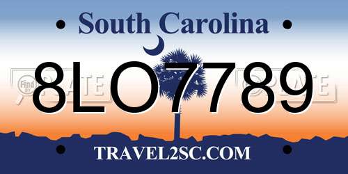 8LO7789 South Carolina License Plate