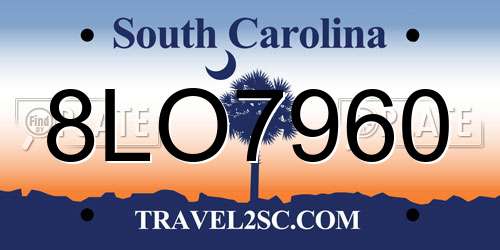 8LO7960 South Carolina License Plate