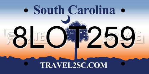 8LOT259 South Carolina License Plate