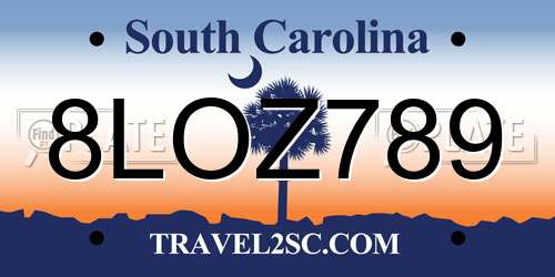 8LOZ789 South Carolina License Plate