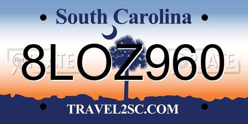 8LOZ960 South Carolina License Plate