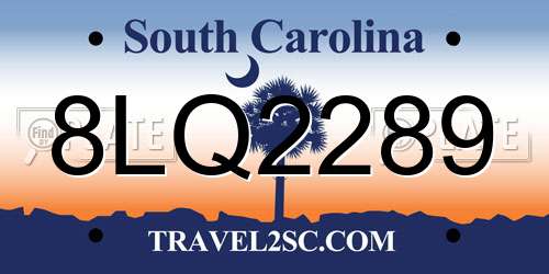 8LQ2289 South Carolina License Plate