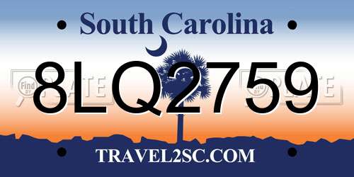 8LQ2759 South Carolina License Plate