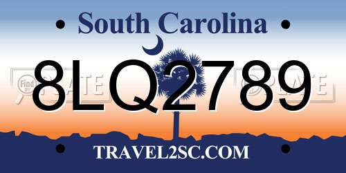 8LQ2789 South Carolina License Plate