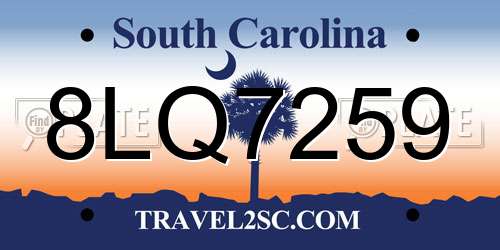 8LQ7259 South Carolina License Plate