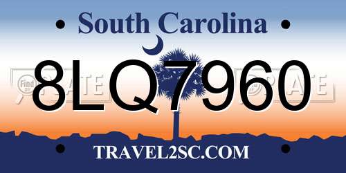 8LQ7960 South Carolina License Plate