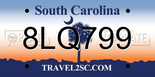 8LQ799 South Carolina License Plate