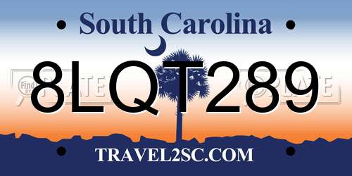 8LQT289 South Carolina License Plate