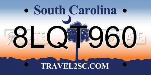 8LQT960 South Carolina License Plate