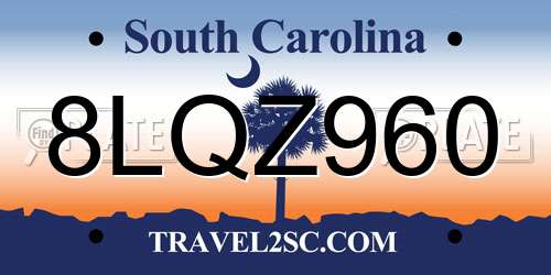 8LQZ960 South Carolina License Plate