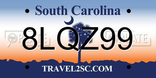 8LQZ99 South Carolina License Plate