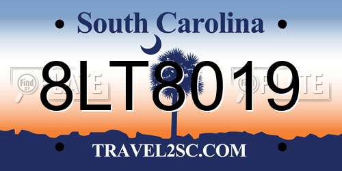 8LT8019 South Carolina License Plate