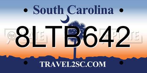 8LTB642 South Carolina License Plate