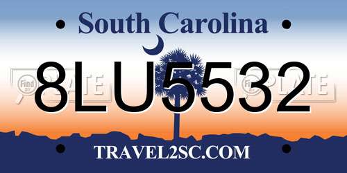 8LU5532 South Carolina License Plate