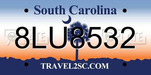 8LU8532 South Carolina License Plate