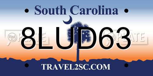 8LUD63 South Carolina License Plate
